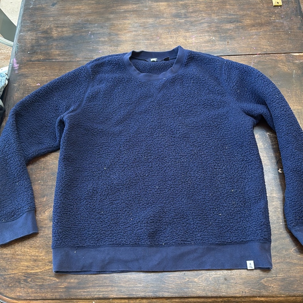 Lands' End Cozy Navy Blue fleece sweatshirt
